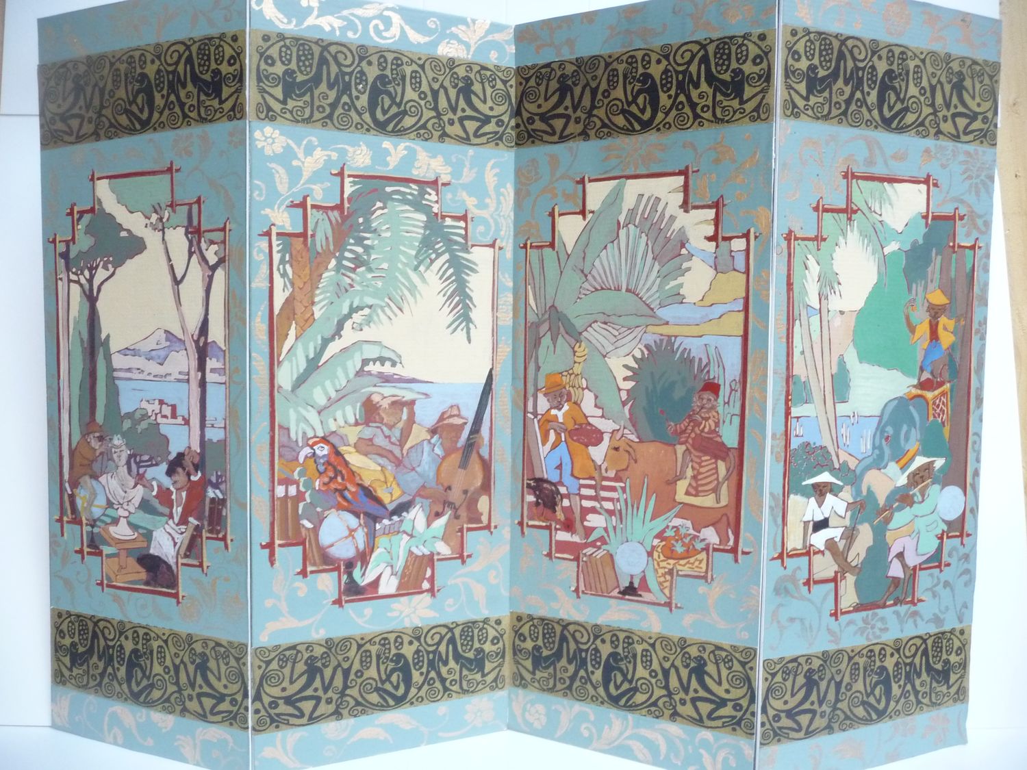 Chinoiseries représentant les quatre continents